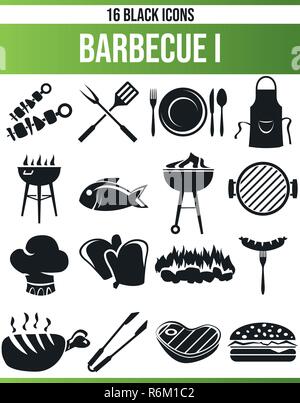 Pittogrammi neri / icone sul barbecue. Questa icona set è perfetto per persone creative e i progettisti che alla griglia il problema e hanno bisogno di barbecue nella loro grafica des Illustrazione Vettoriale