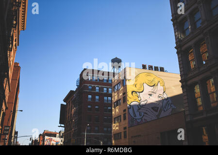 Roy Lichtenstein graffiti a Manhattan, New York Foto Stock