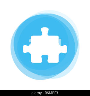 Puzzle bianco pezzo su luce blu pin Foto Stock