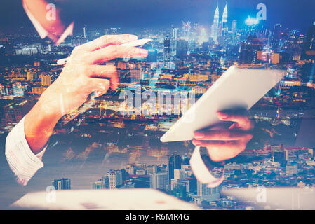 Business il concetto di lavoro con la compressa, immagine di esposizione Foto Stock