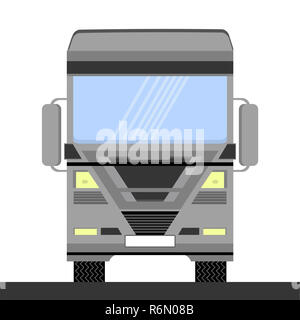 Contenitore grigio Truck Icona su sfondo bianco. Vista frontale. Consegna dei carichi. Auto Eurotrucks consegna veicolo Foto Stock