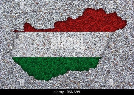 Mappa di Ungheria sulla tessitura Foto Stock