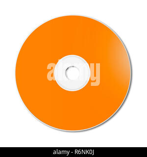 Arancione - CD DVD modello mockup isolato su bianco Foto Stock