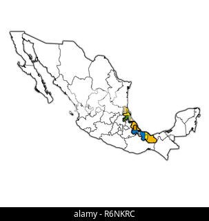 Veracruz sulla mappa di amministrazione del Messico Foto Stock