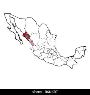 Sinaloa sulla mappa di amministrazione del Messico Foto Stock