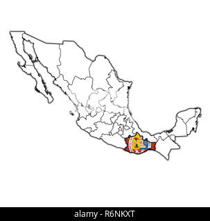 Oaxaca sulla mappa di amministrazione del Messico Foto Stock