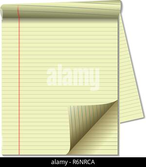 Giallo legale angolo PAD CARTA Arricciatura pagina Spotlight Illustrazione Vettoriale