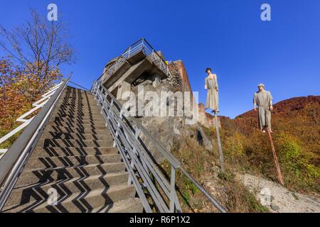 Rovinato fortezza Poenari, Romania Foto Stock