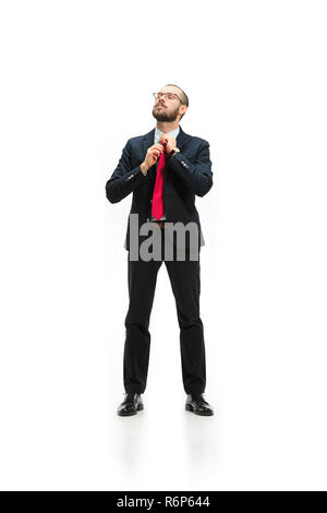 Corpo pieno ritratto di imprenditore su bianco Foto Stock