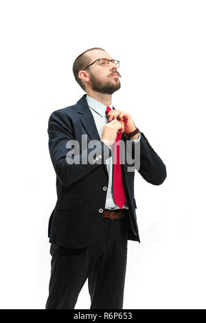 Corpo pieno ritratto di imprenditore su bianco Foto Stock