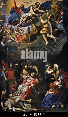 Il Martirio di Santa Agnese da Domenico Zampieri detto il Domenichino 1581 -1641 ( molto giovane martire è descritto come muore trafitto in gola agli ordini del Aspasio, Vicario del prefetto, il cui figlio era stata respinta da Agnese già dedicata alla castità.) del XVII secolo, l'Italia, italiano. Foto Stock