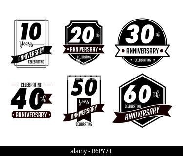 Anniversario collezione di badge Foto Stock