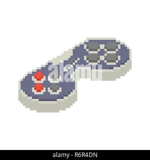 Gamepad pixel art. Joystick a 8 bit. Video Gioco della vecchia scuola di leva di comando Illustrazione Vettoriale