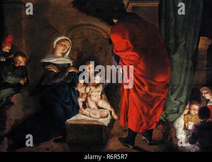 Aertgen Claesz. van Leyden (1498-1564). La Natività di Cristo, ca.1520-1530). Wallraf-Richartz. Museo. Colonia. Germania. Foto Stock