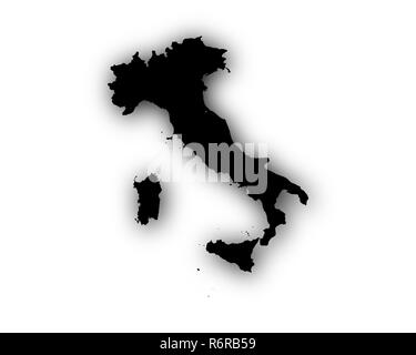 Mappa di Italia con ombra Foto Stock
