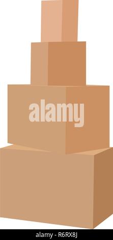 Scatole di cartone impilate le une sopra le altre, su sfondo bianco, vettore Illustrazione Vettoriale