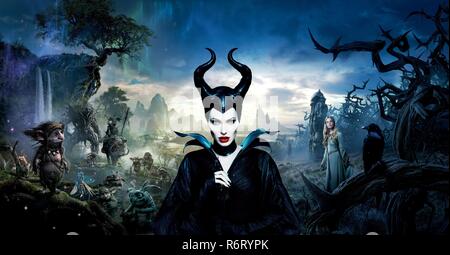 Pellicola originale titolo: MALEFICENT. Titolo inglese: MALEFICENT. Anno: 2014. Regista: robert STROMBERG. Stelle: ANGELINA JOLIE; ELLE FANNING. Credito: Moving Picture Company / Album Foto Stock