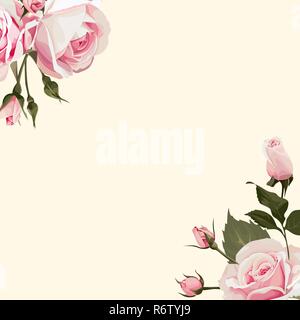 Vettore sfondo floreale con rose rosa sul conners Illustrazione Vettoriale