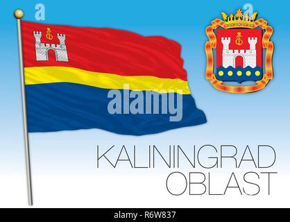 Regione di Kaliningrad bandiera, Federazione Russa, illustrazione vettoriale Illustrazione Vettoriale