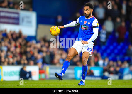 3 novembre 2018, Portman Road, Ipswich, Inghilterra; Sky Campionato Bet Preston North End ; Giordania Roberts controlla la palla. Credito: Georgie Kerr/News immagini, English Football League immagini sono soggette a licenza DataCo Foto Stock