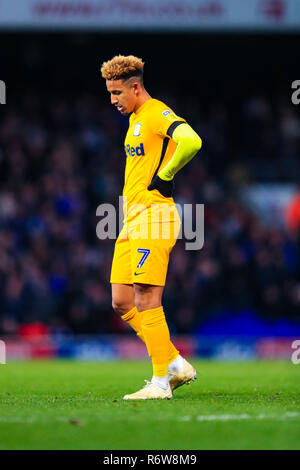 3 novembre 2018, Portman Road, Ipswich, Inghilterra; Sky Campionato Bet Preston North End ; Callum Robinson (07) di Preston Credito: Georgie Kerr/News immagini, English Football League immagini sono soggette a licenza DataCo Foto Stock