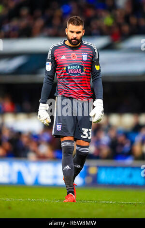 3 novembre 2018, Portman Road, Ipswich, Inghilterra; Sky Campionato Bet Preston North End ; Bartosz Bialkowski (33) di Ipswich Credito: Georgie Kerr/News immagini, English Football League immagini sono soggette a licenza DataCo Foto Stock