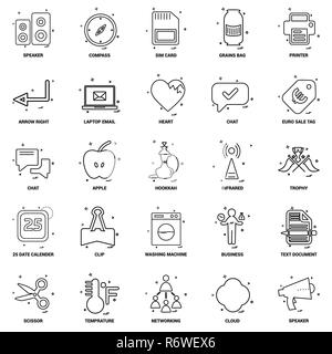 25 La concezione di business mix Line icona impostare Illustrazione Vettoriale