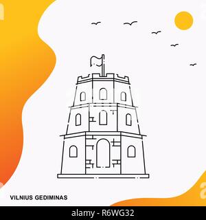 Viaggiare VILNIUS GEDIMINAS Modello Poster Illustrazione Vettoriale