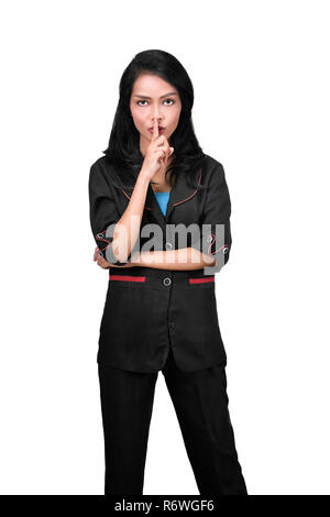 Immagine di asian business donna con gesto di silenzio Foto Stock