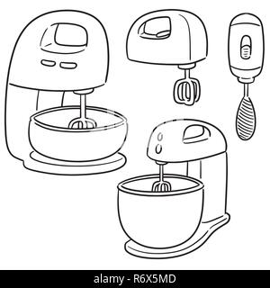 Set di vettore di torta miscelatore Illustrazione Vettoriale