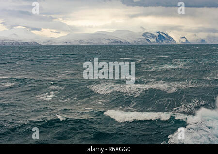 Mari pesanti in un alto Aarctic Fjord Foto Stock