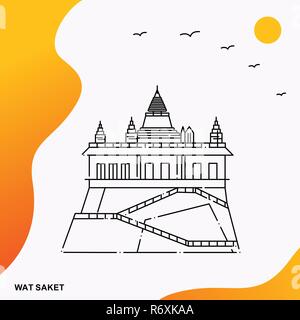 Travel Wat Saket modello Poster Illustrazione Vettoriale