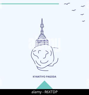 PAGODA KYAIKTIYO skyline illustrazione vettoriale Illustrazione Vettoriale