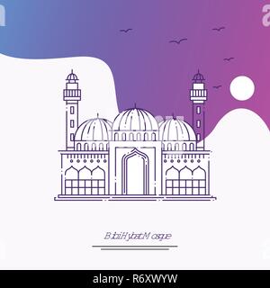 Travel BIBI HYBAT moschea modello Poster. Viola background creativo Illustrazione Vettoriale