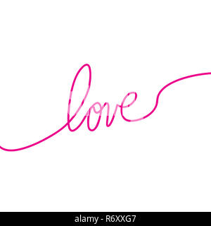 Cuore e Amore in continuo le linee di disegno in un appartamento di stile in continuo le linee di disegno. Linea nera continua. Il lavoro di design piatto. Simbolo di amore e tenerezza Foto Stock