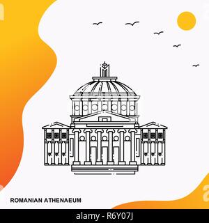 Travel Romanian Athenaeum modello Poster Illustrazione Vettoriale