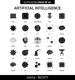 Intelligenza artificiale vettore Glyph icona impostare Illustrazione Vettoriale