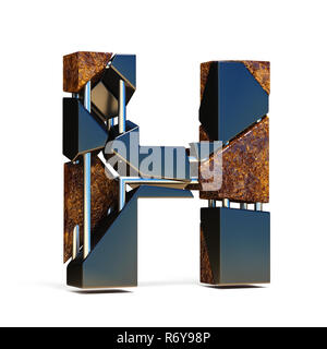 Marrone nero font frattura LETTERA H 3D Foto Stock