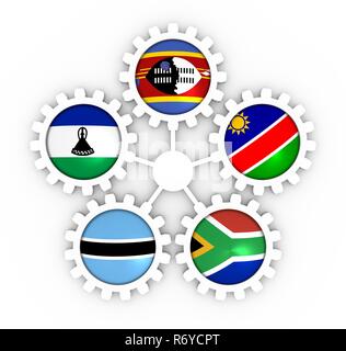 Unione doganale dell'Africa meridionale membri Foto Stock