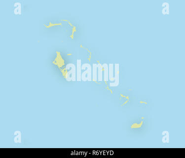 Mappa di Bahamas con ombra Foto Stock