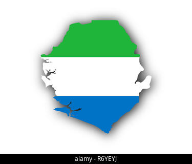 Mappa e banner di Sierra leone Foto Stock