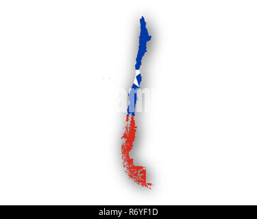 Mappa e Bandiera del Cile Foto Stock