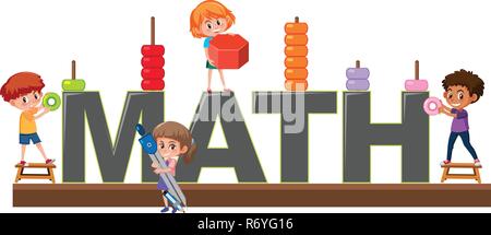 Gli studenti carattere sulla matematica illustrazione del logo Illustrazione Vettoriale