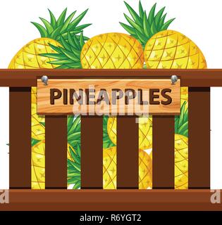 Una cassa di ananas illustrazione Illustrazione Vettoriale