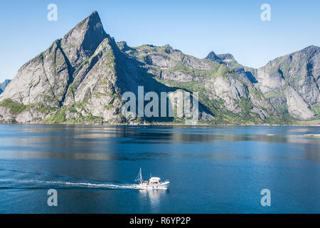 Bellissima vista alla spiaggia eggum in Norvegia,Isole Lofoten Foto Stock