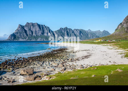 Bellissima vista alla spiaggia eggum in Norvegia,Isole Lofoten Foto Stock