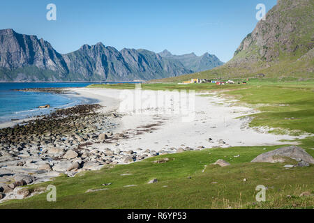 Bellissima vista alla spiaggia eggum in Norvegia,Isole Lofoten Foto Stock