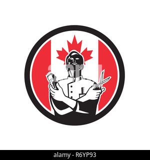 Barbiere canadese in Canada icona bandiera Foto Stock