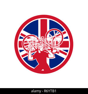 British Bike Mechanic Union Jack Flag mascotte Foto Stock