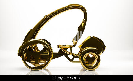 Golden 3d rendering di una semplice macchina all'interno di uno studio Foto Stock